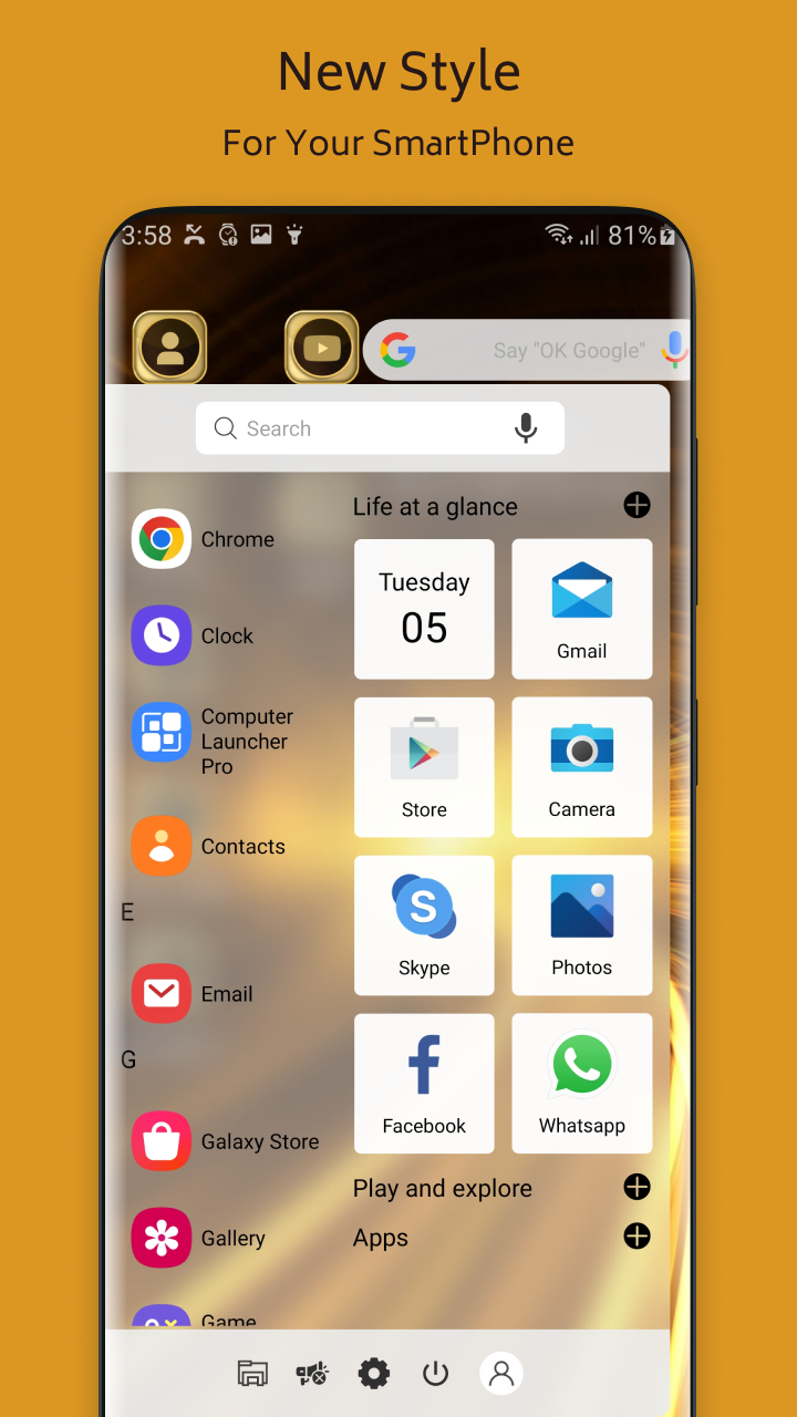 اسکرین شات 3 برنامه Golden Theme For  Launcher