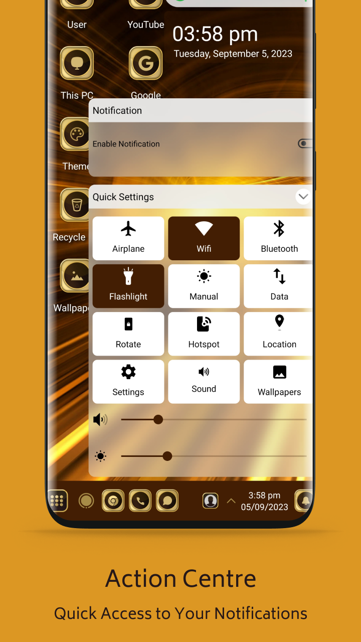 اسکرین شات 2 برنامه Golden Theme For  Launcher