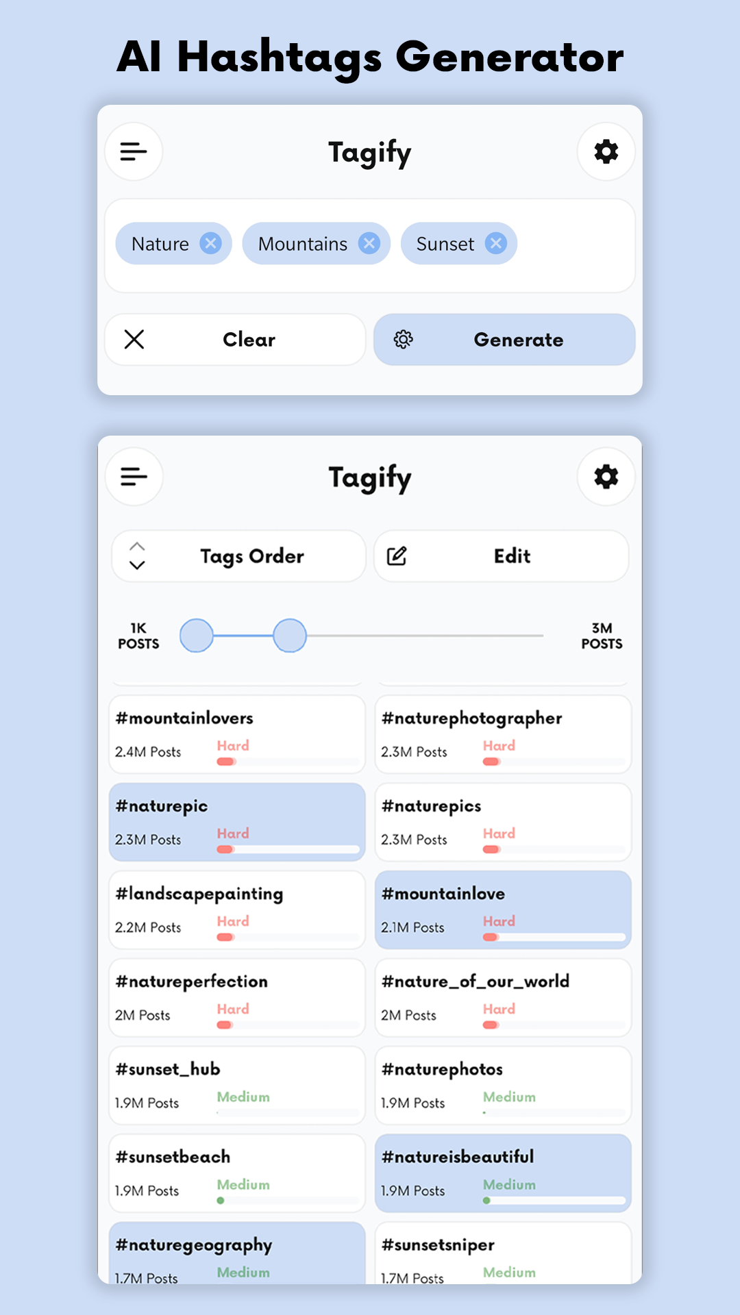 اسکرین شات 1 برنامه Tagify: hashtags for Instagram