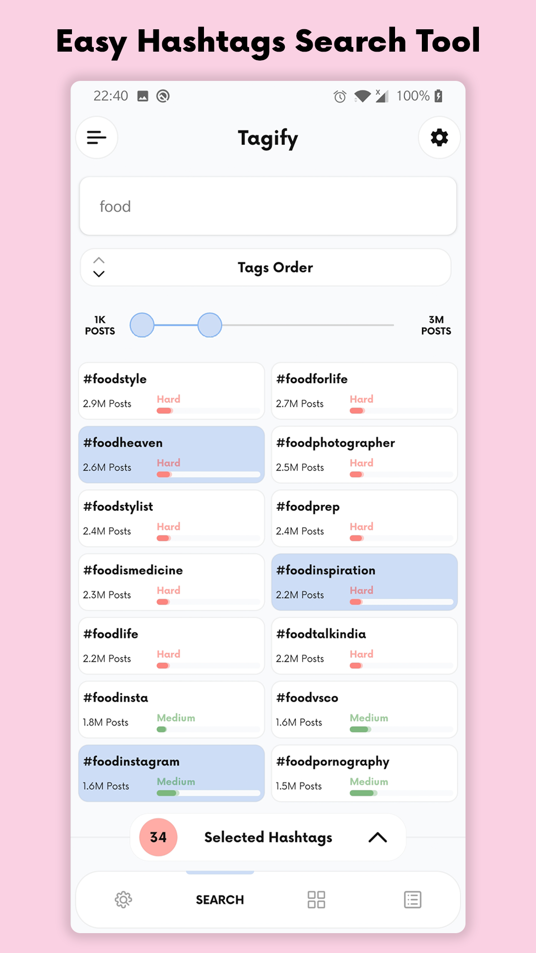 اسکرین شات 2 برنامه Tagify: hashtags for Instagram
