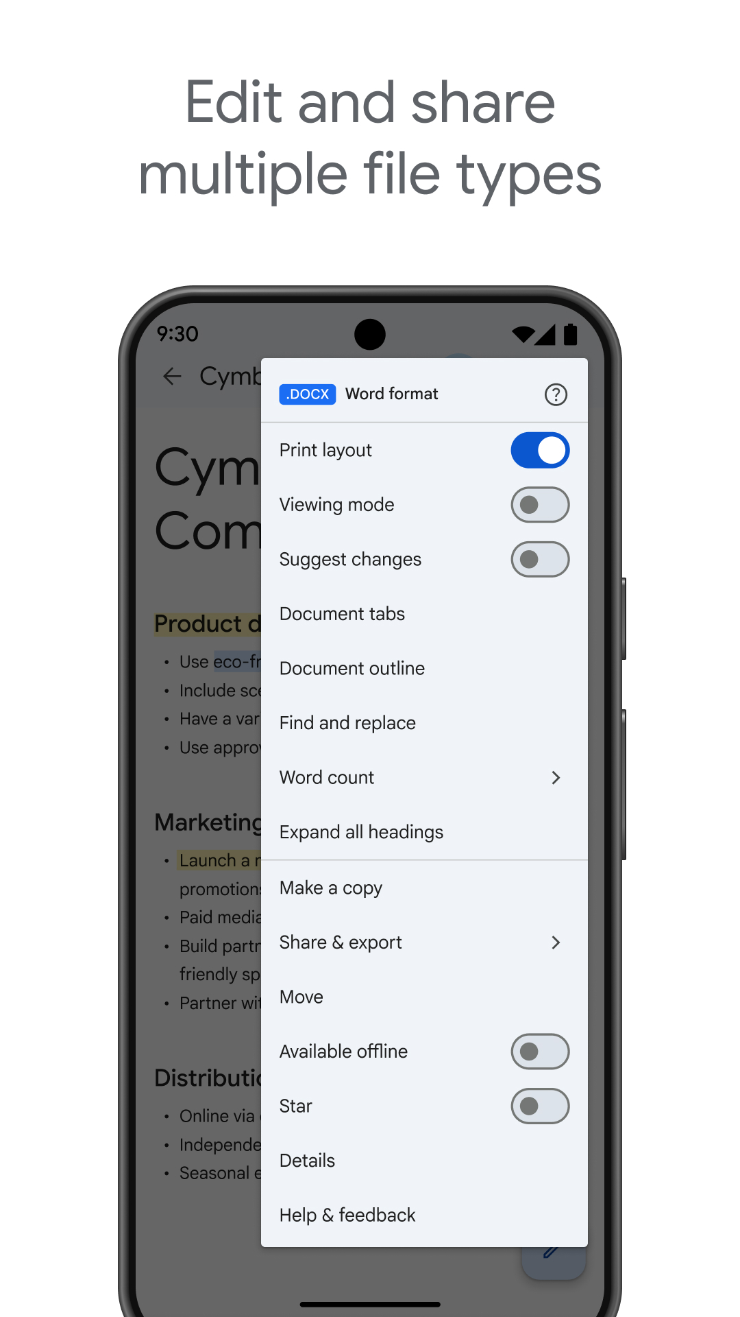 اسکرین شات 2 برنامه Google Docs