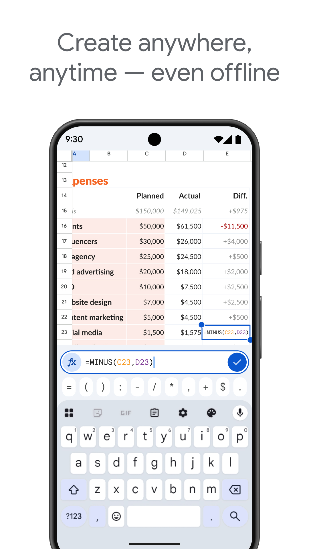 اسکرین شات 2 برنامه Google Sheets