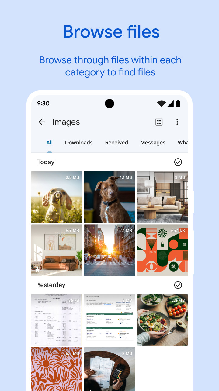 اسکرین شات 2 برنامه فایل منیجر گوگل (Files by Google: Clean up space on your phone)