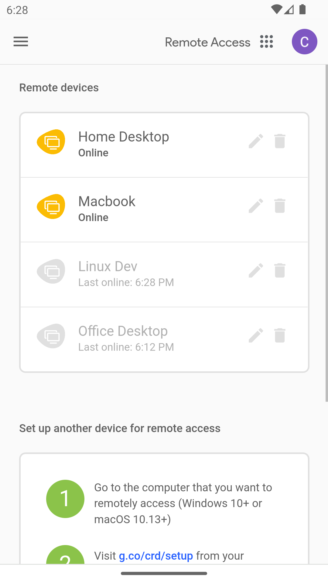 اسکرین شات 1 برنامه Chrome Remote Desktop
