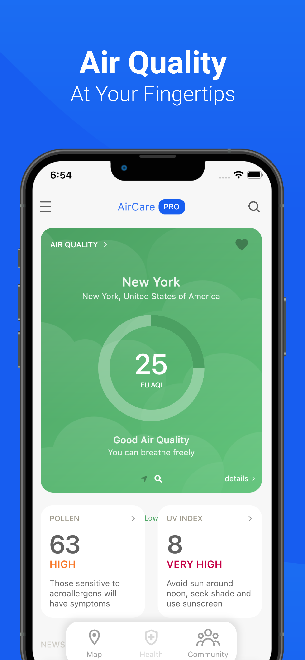 اسکرین شات 1 برنامه Air Quality & Pollen - AirCare