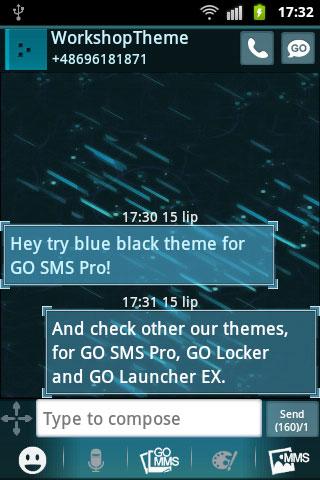 اسکرین شات 1 برنامه Theme black blue GO SMS Pro