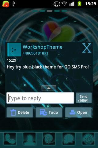 اسکرین شات 3 برنامه Theme black blue GO SMS Pro
