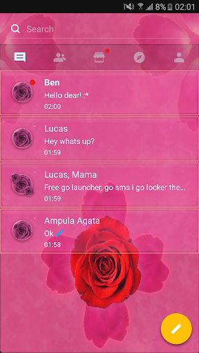 اسکرین شات 1 برنامه Theme rose pink cute GO SMS