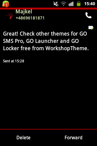 اسکرین شات 5 برنامه Theme Red Neon GO SMS