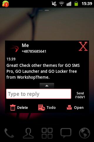 اسکرین شات 4 برنامه Theme Red Neon GO SMS