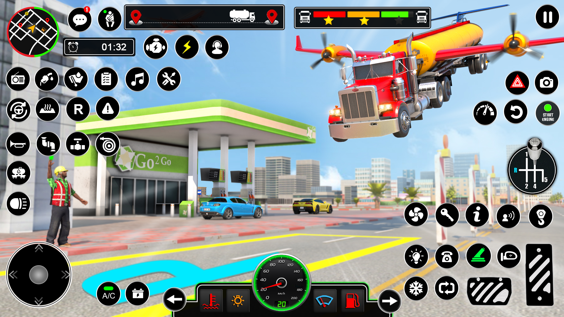 اسکرین شات 3 برنامه Flying Truck Simulator Games!