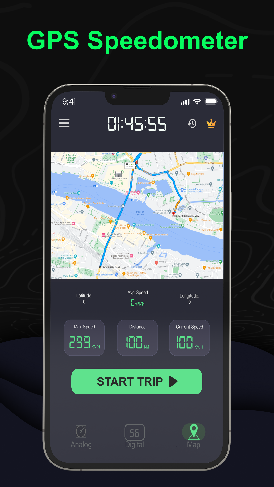 اسکرین شات 1 برنامه Odometer: GPS Speedometer App
