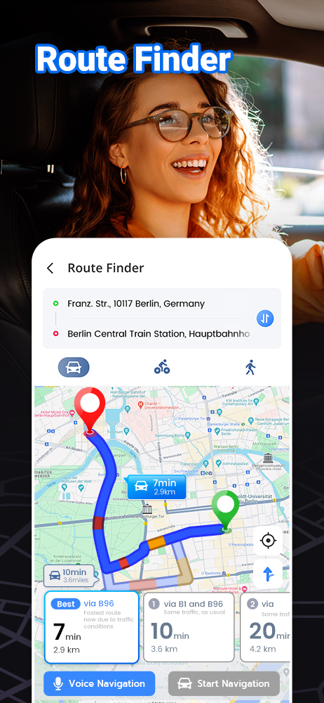 اسکرین شات 1 برنامه GPS Map: Navigator for Driving