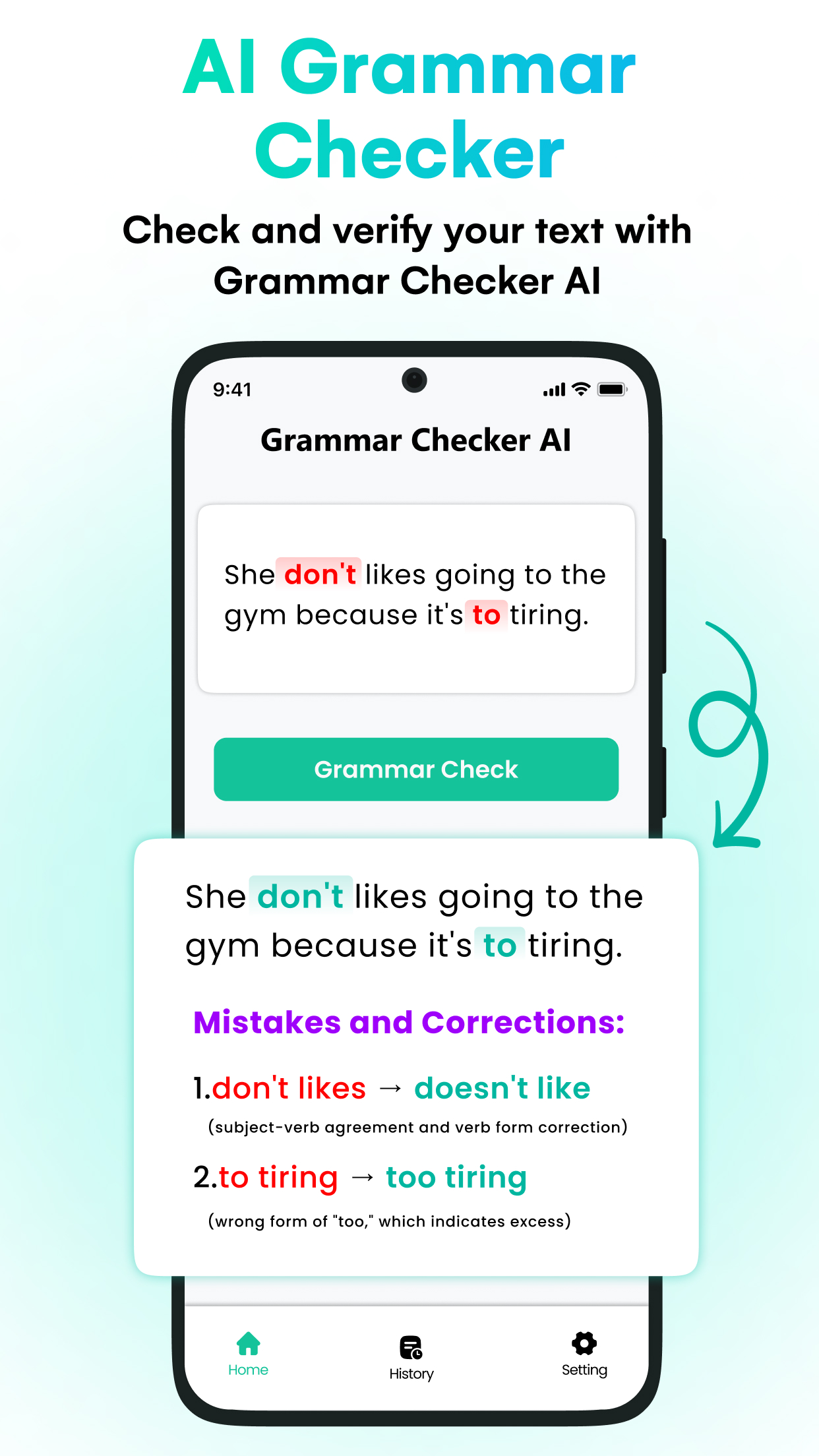 اسکرین شات 2 برنامه Grammar Check & Spell Checker