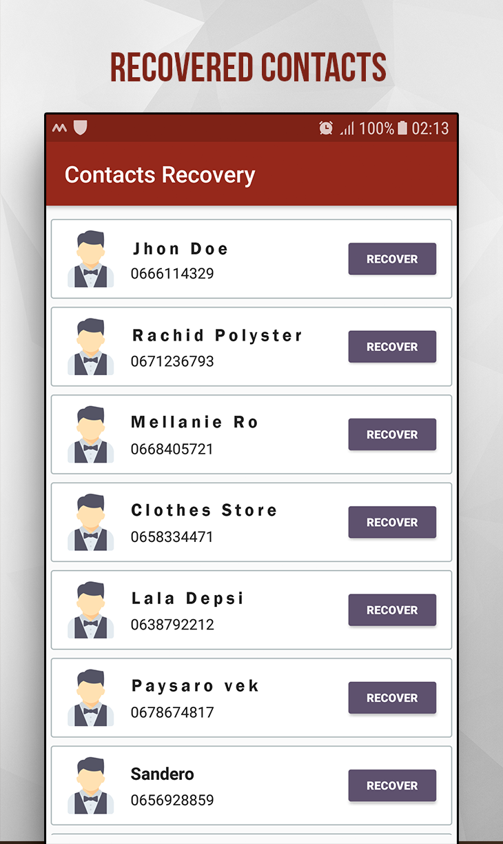 اسکرین شات 4 برنامه Recover Deleted Contacts
