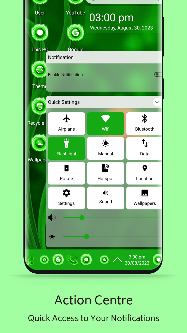 اسکرین شات 2 برنامه Neon Green Theme For  Launcher