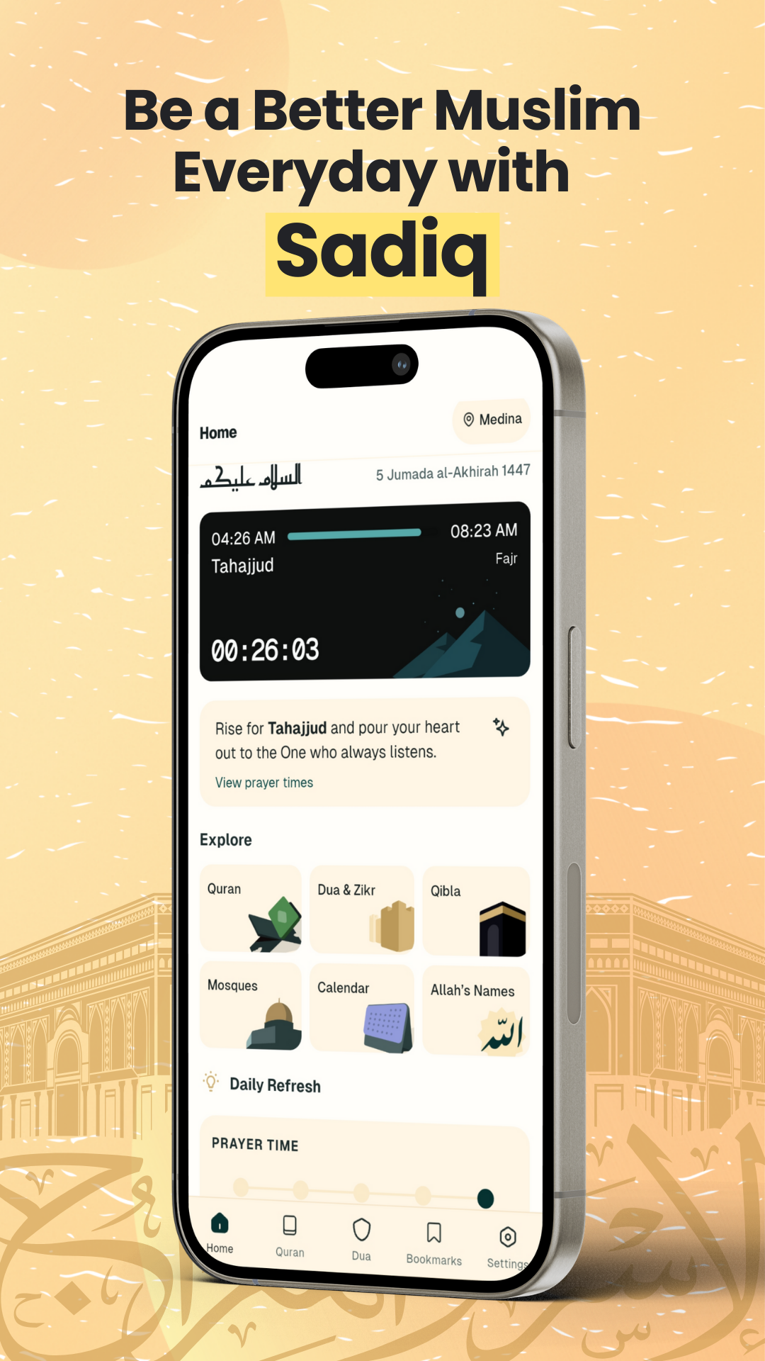 اسکرین شات 1 برنامه Sadiq: Prayer, Qibla, Quran