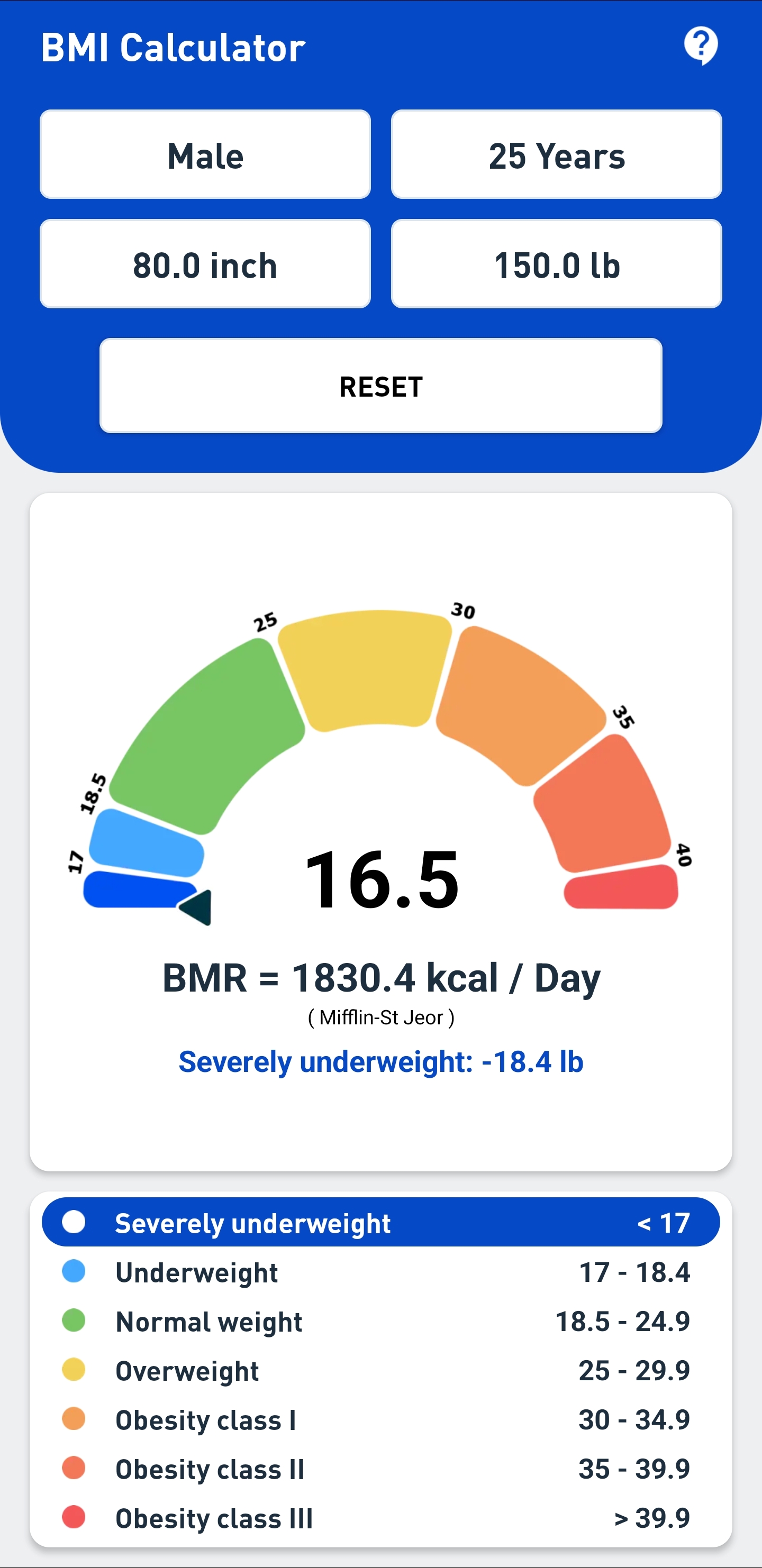 اسکرین شات 2 برنامه BMI Calculator