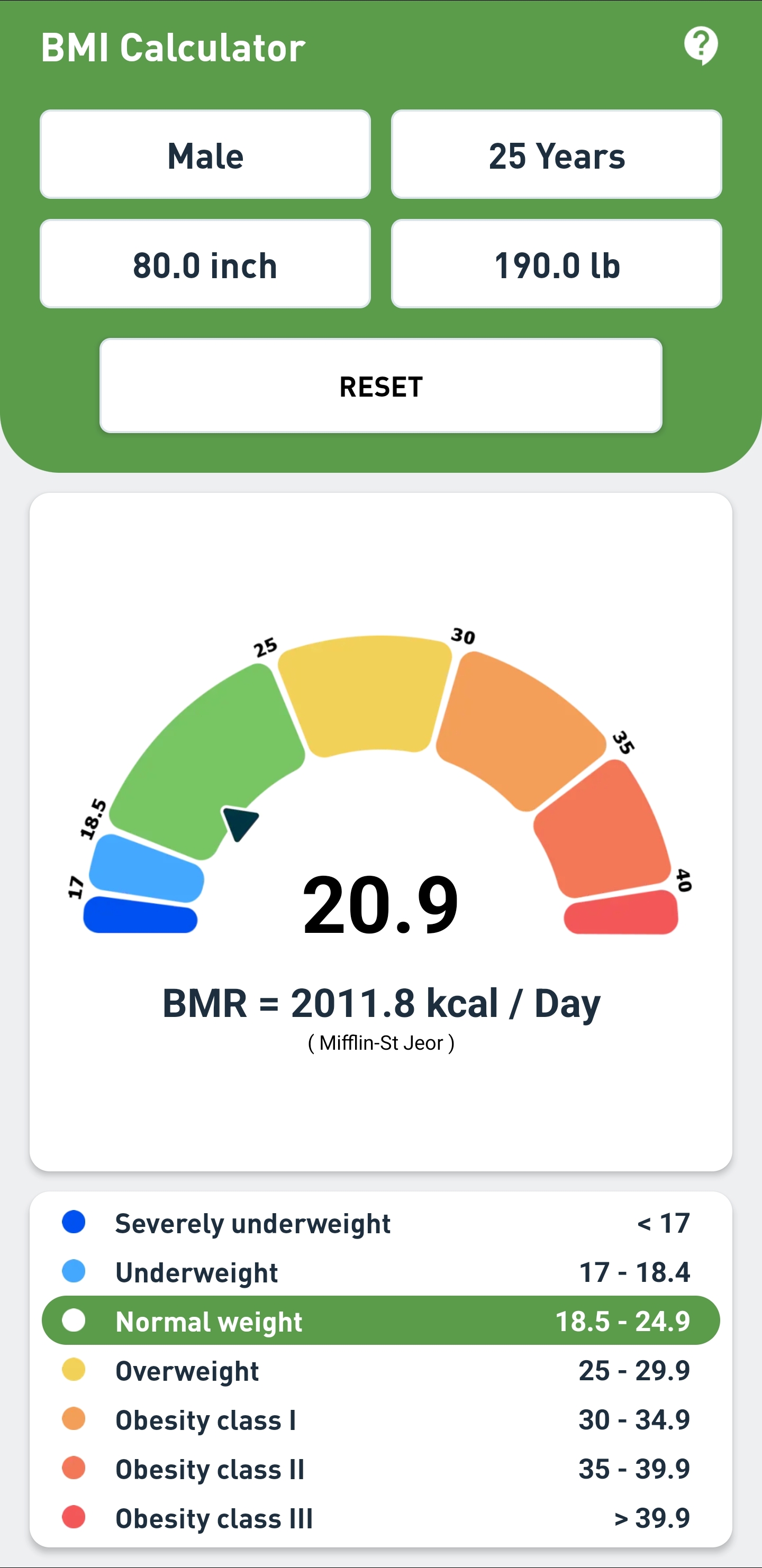 اسکرین شات 4 برنامه BMI Calculator
