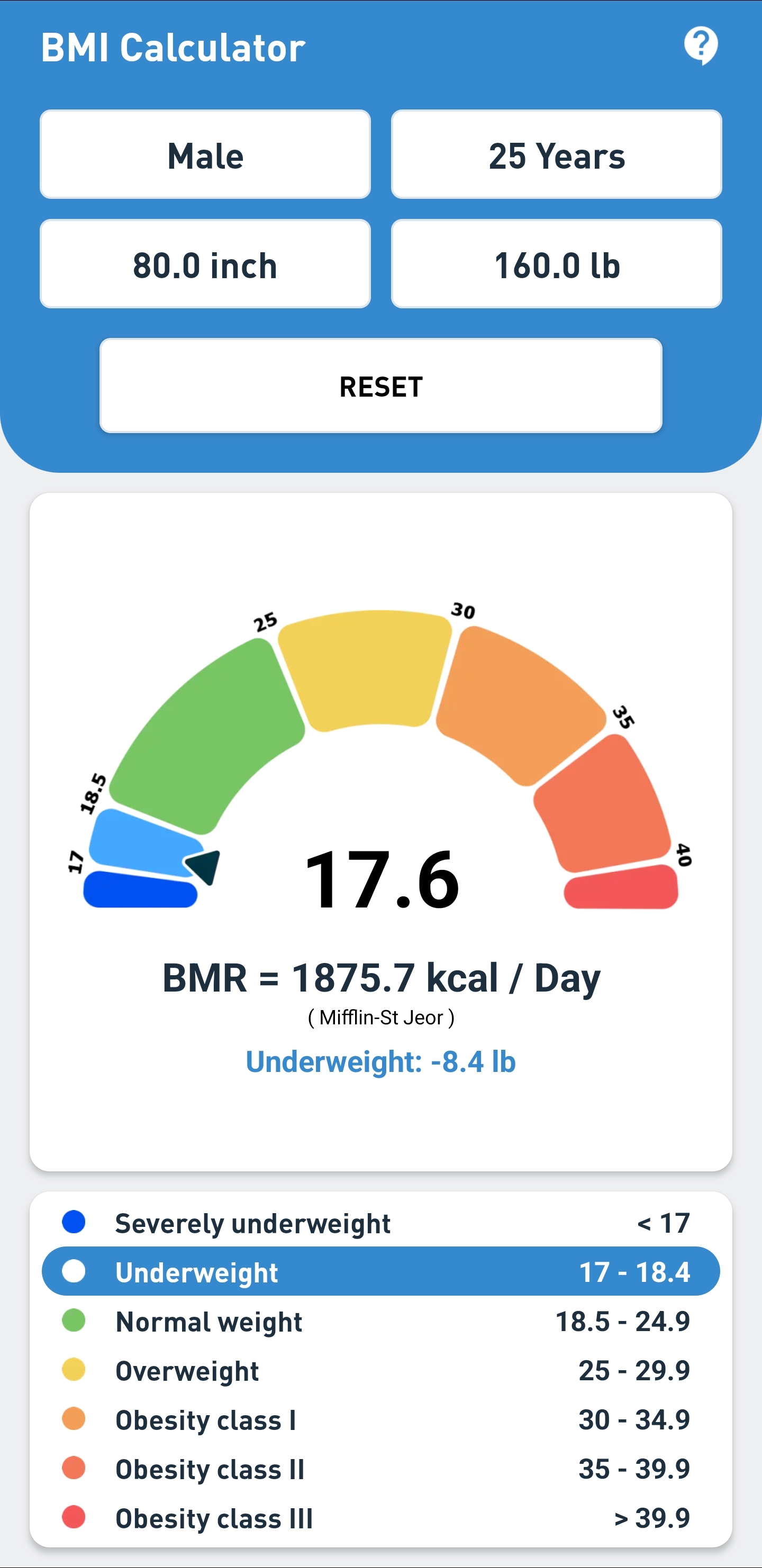 اسکرین شات 3 برنامه BMI Calculator