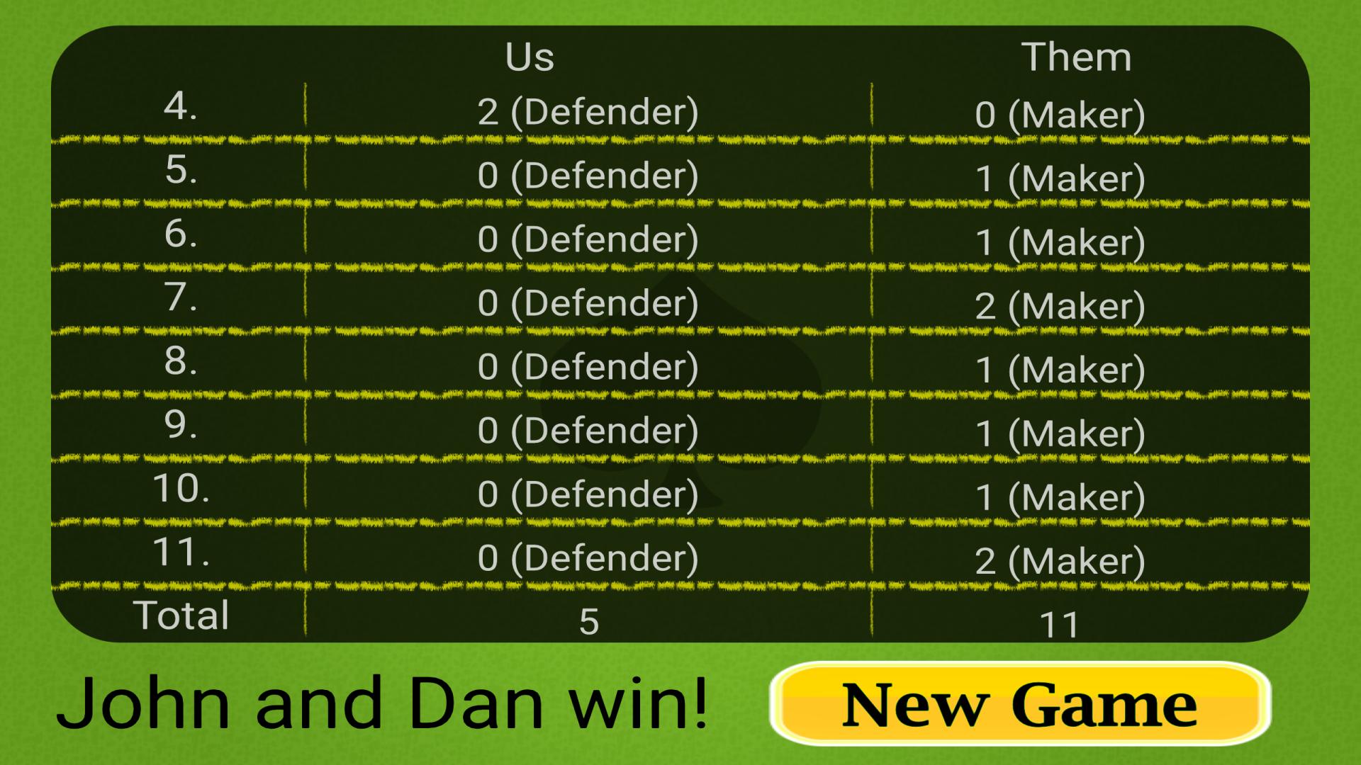 اسکرین شات 7 بازی Euchre Mobile