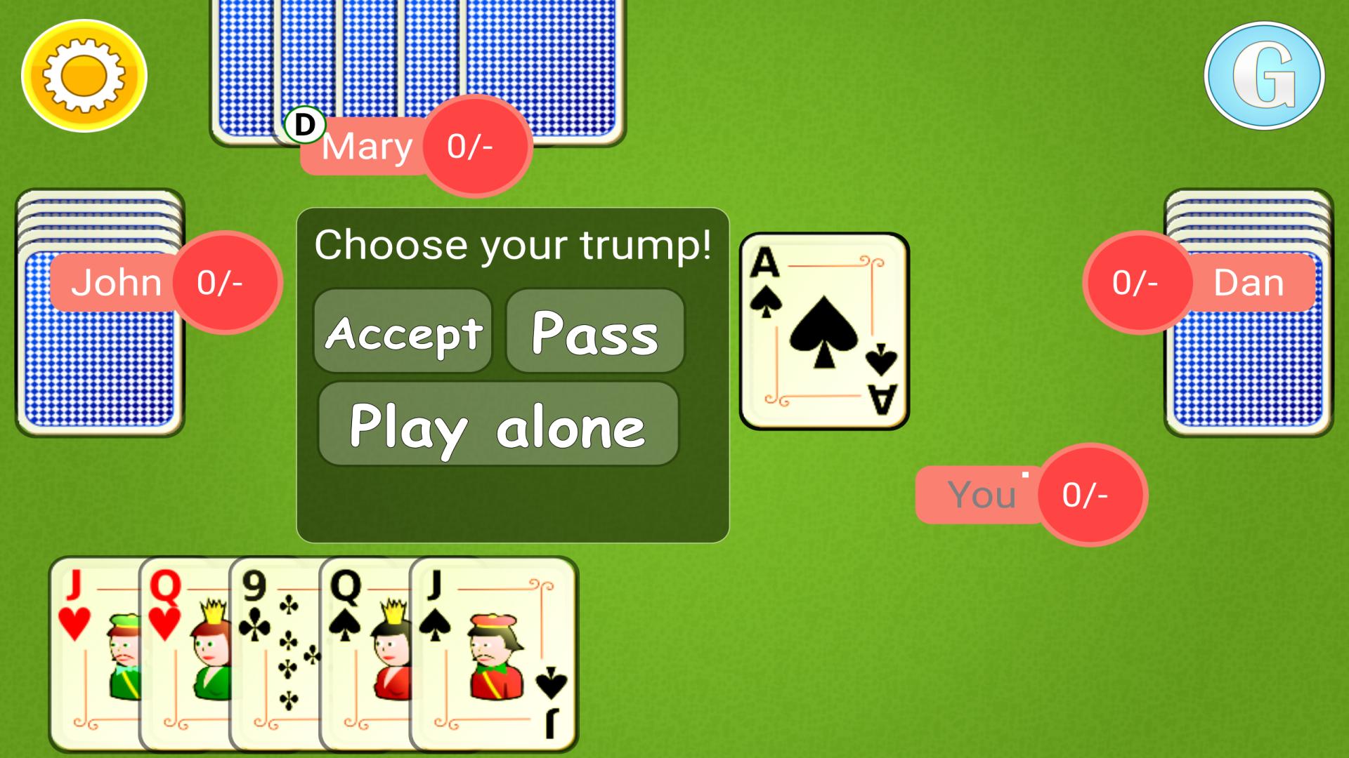 اسکرین شات 1 بازی Euchre Mobile