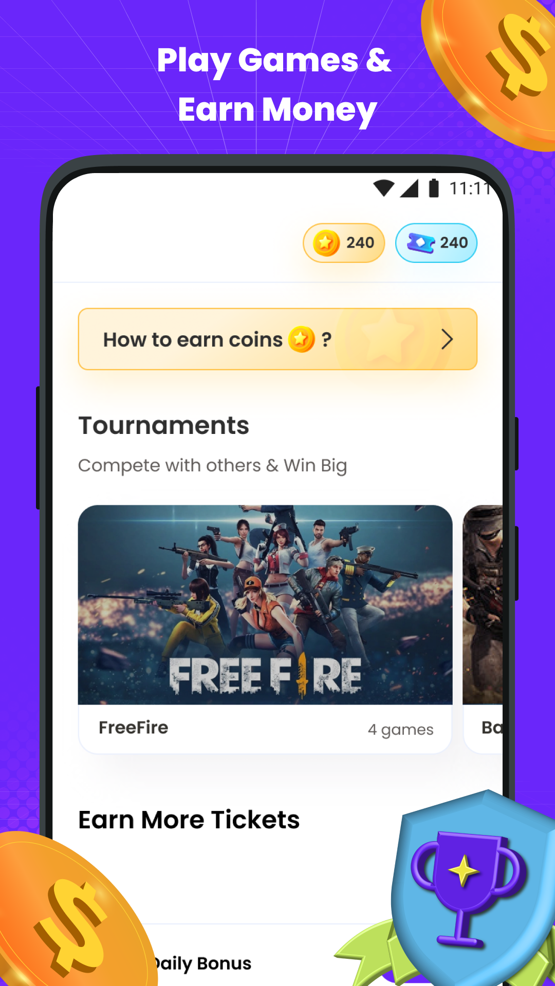 اسکرین شات 3 برنامه mGamer – Earn Money, Gift Card