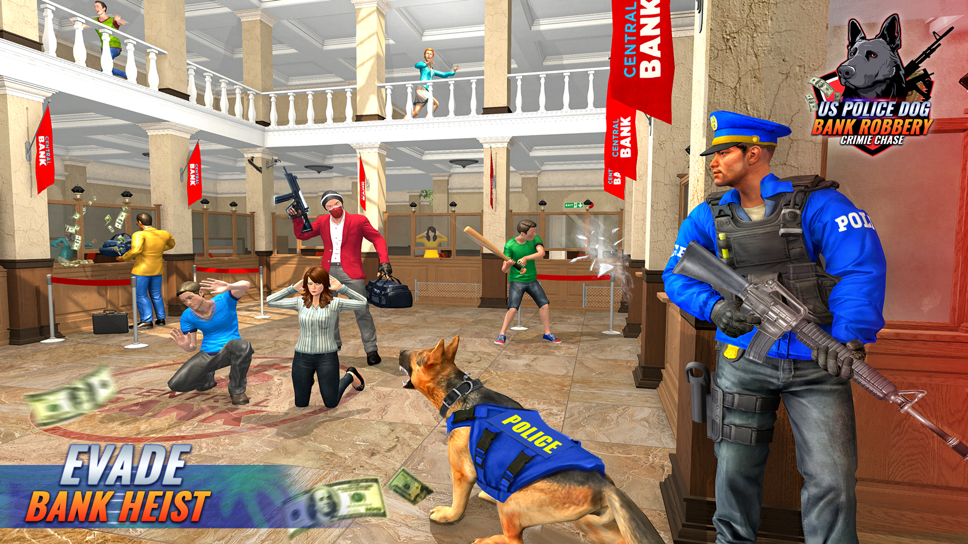 اسکرین شات 4 برنامه US Police Dog Bank Crime Chase