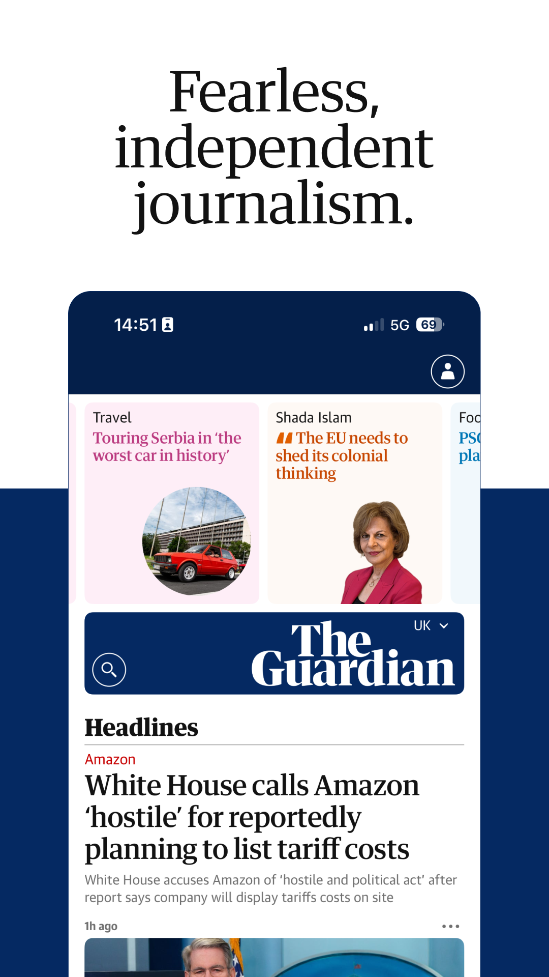 اسکرین شات 1 برنامه The Guardian - UK & World News