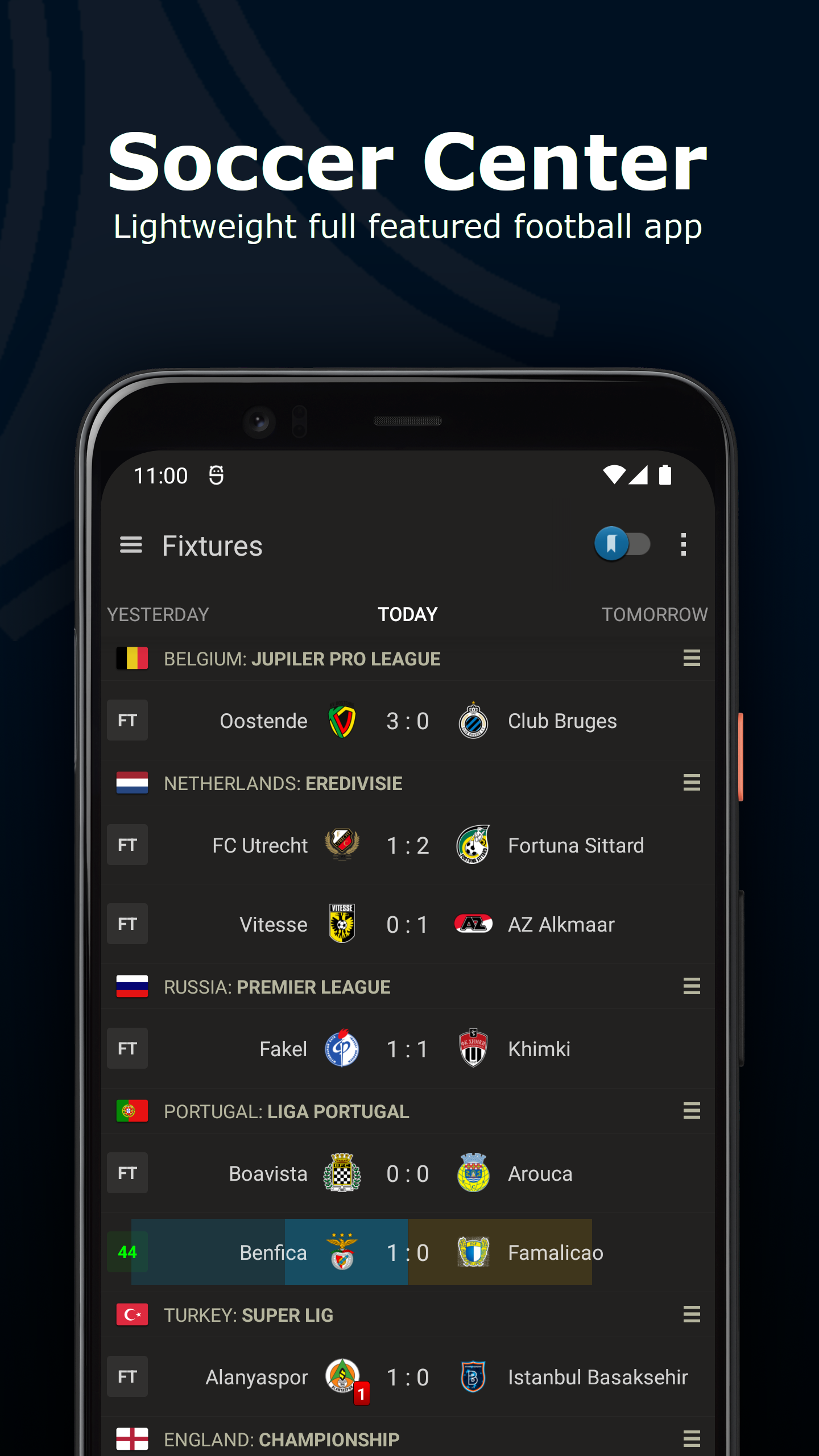 اسکرین شات 1 برنامه Live Soccer Scores Center