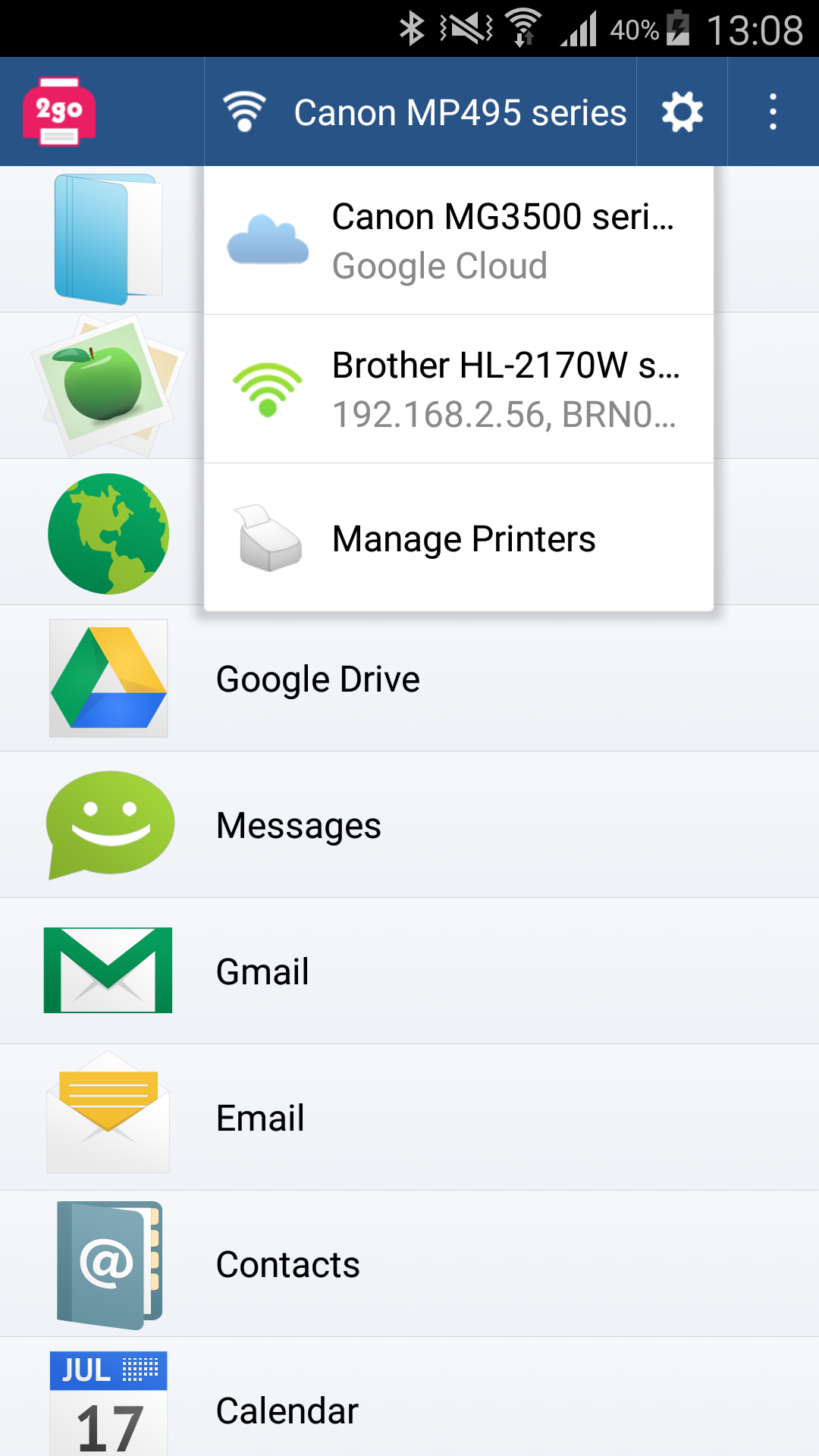 اسکرین شات 1 برنامه Printer 2 Go