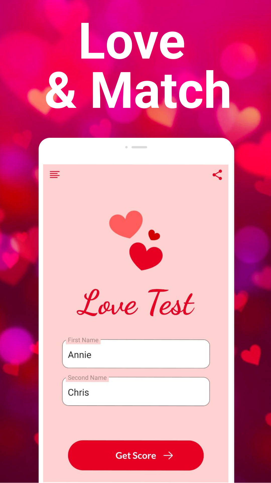 اسکرین شات 1 برنامه Love tester: Real Love Tests