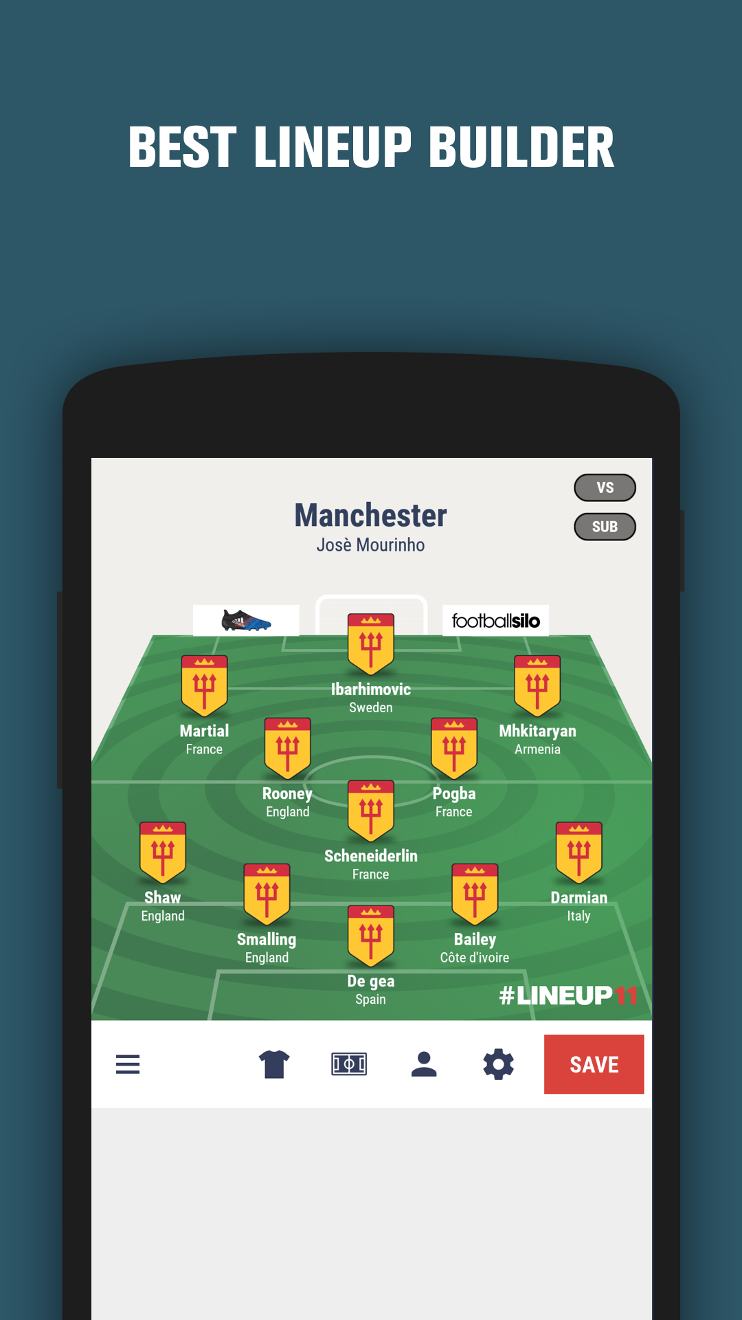 اسکرین شات 2 برنامه LINEUP11: Football Lineup