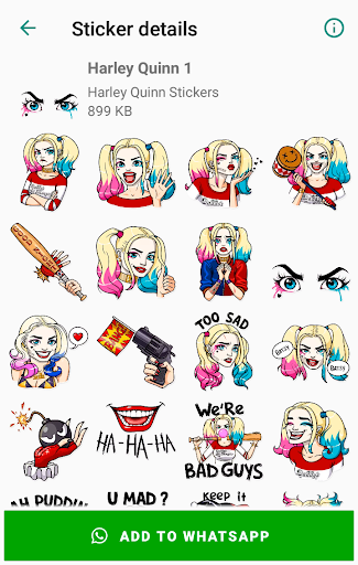 اسکرین شات 1 برنامه Harley Quinn Stickers for WhatsApp - WAStickerApps