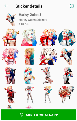 اسکرین شات 3 برنامه Harley Quinn Stickers for WhatsApp - WAStickerApps