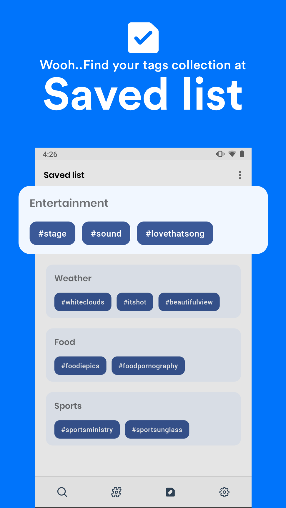اسکرین شات 5 برنامه Hashtags for IG