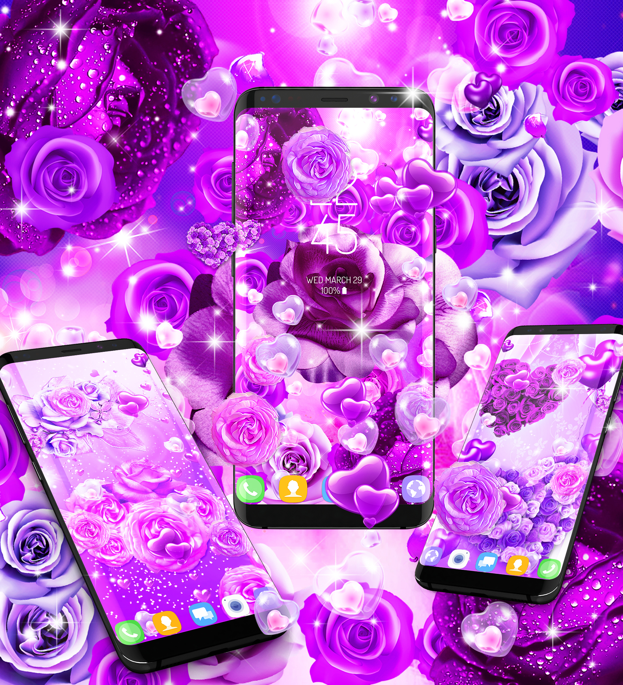 اسکرین شات 5 برنامه Purple rose live wallpaper