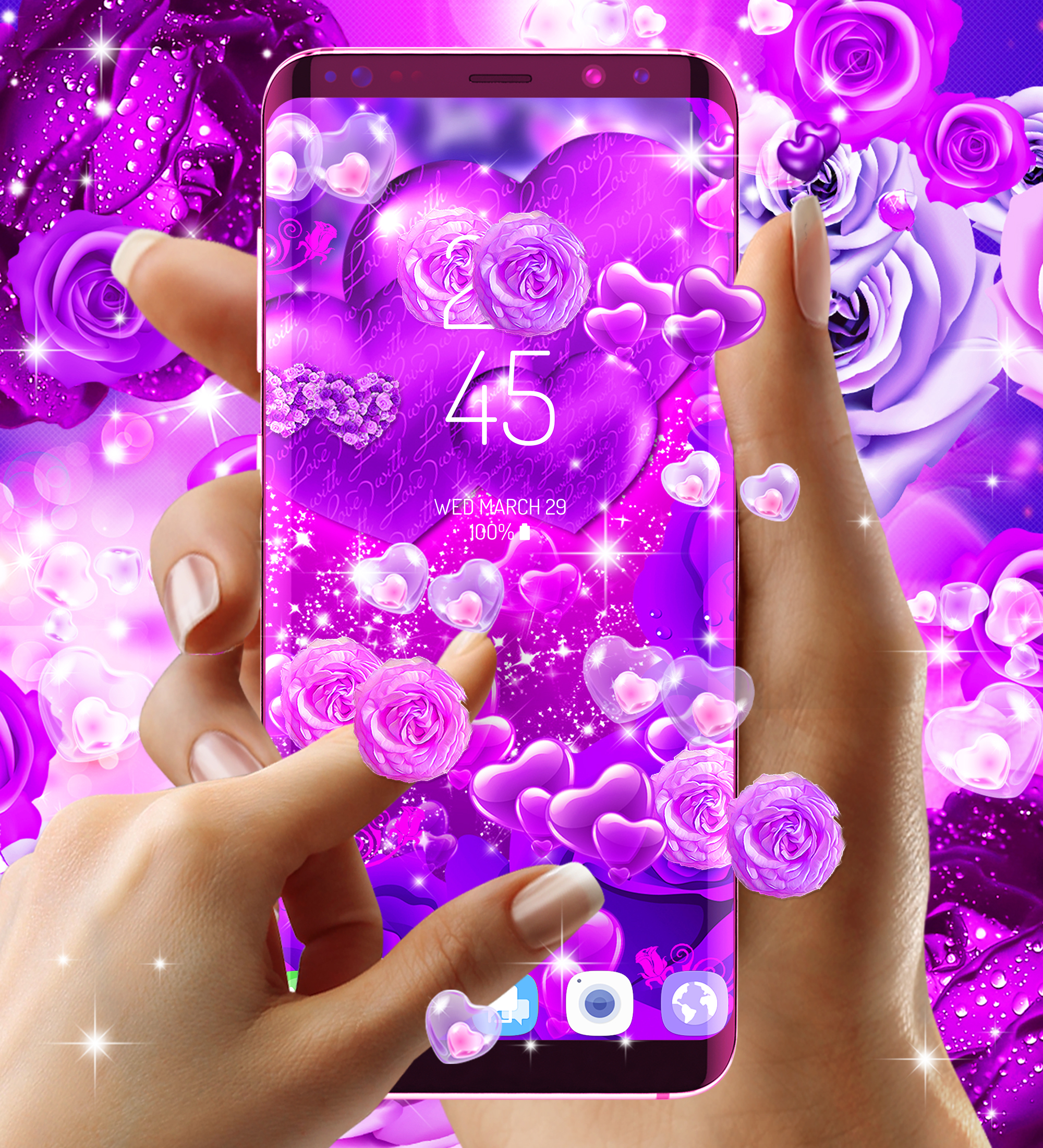 اسکرین شات 6 برنامه Purple rose live wallpaper
