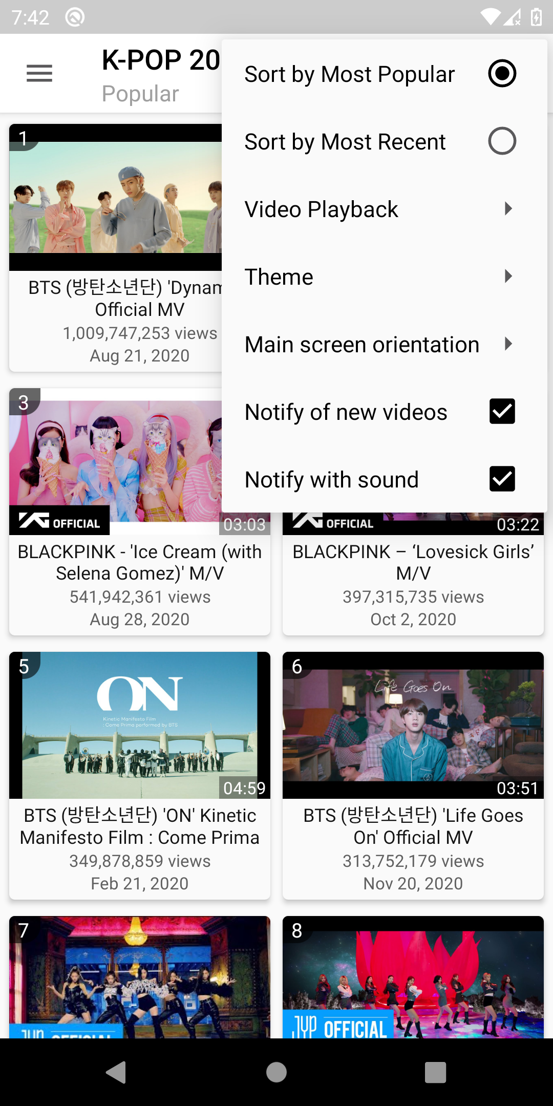 اسکرین شات 4 برنامه K-POP Tube - Popular & Recent