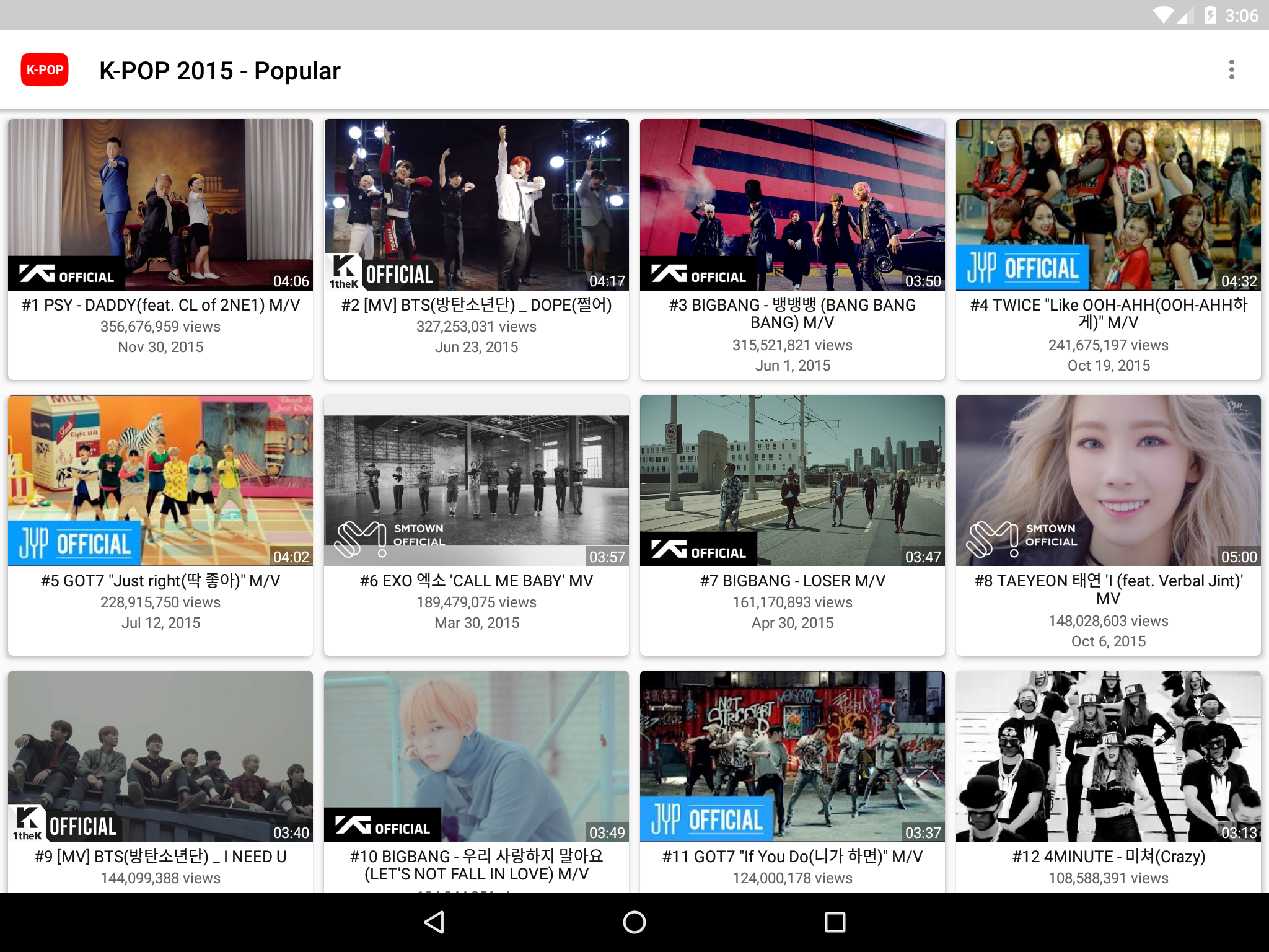 اسکرین شات 6 برنامه K-POP Tube - Popular & Recent