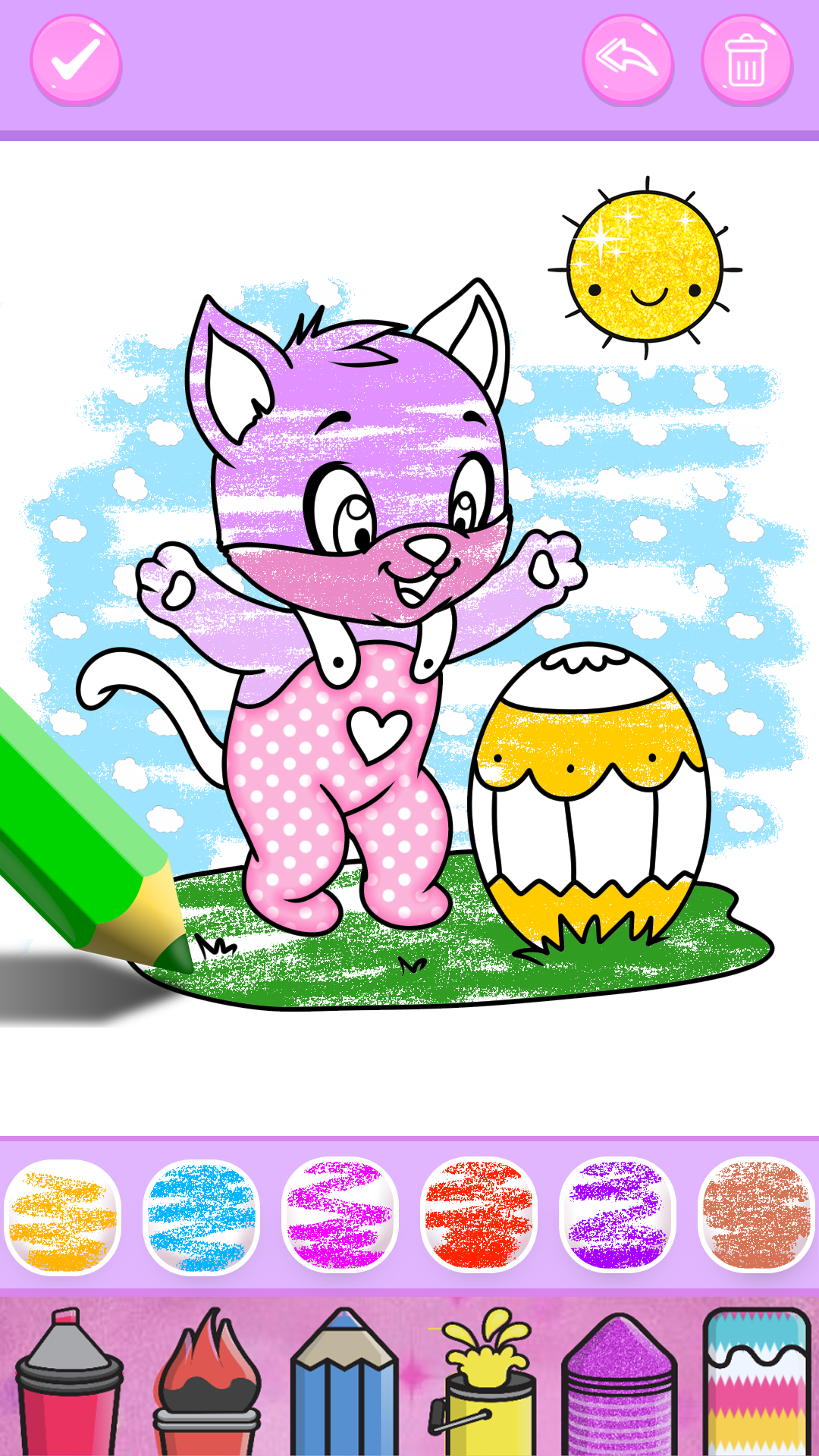 اسکرین شات 7 برنامه Cute Kitty Coloring Glitter