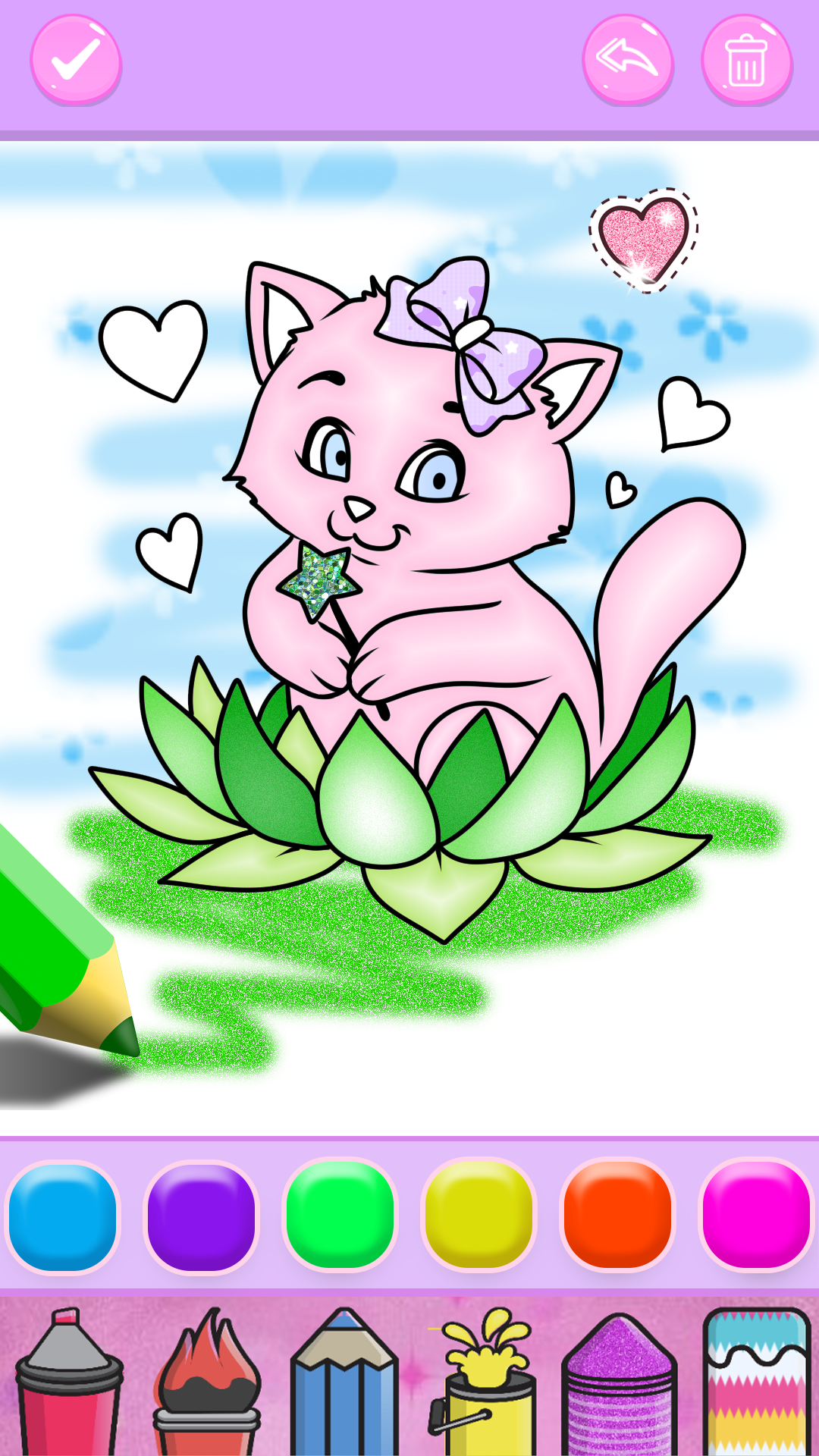 اسکرین شات 6 برنامه Cute Kitty Coloring Glitter