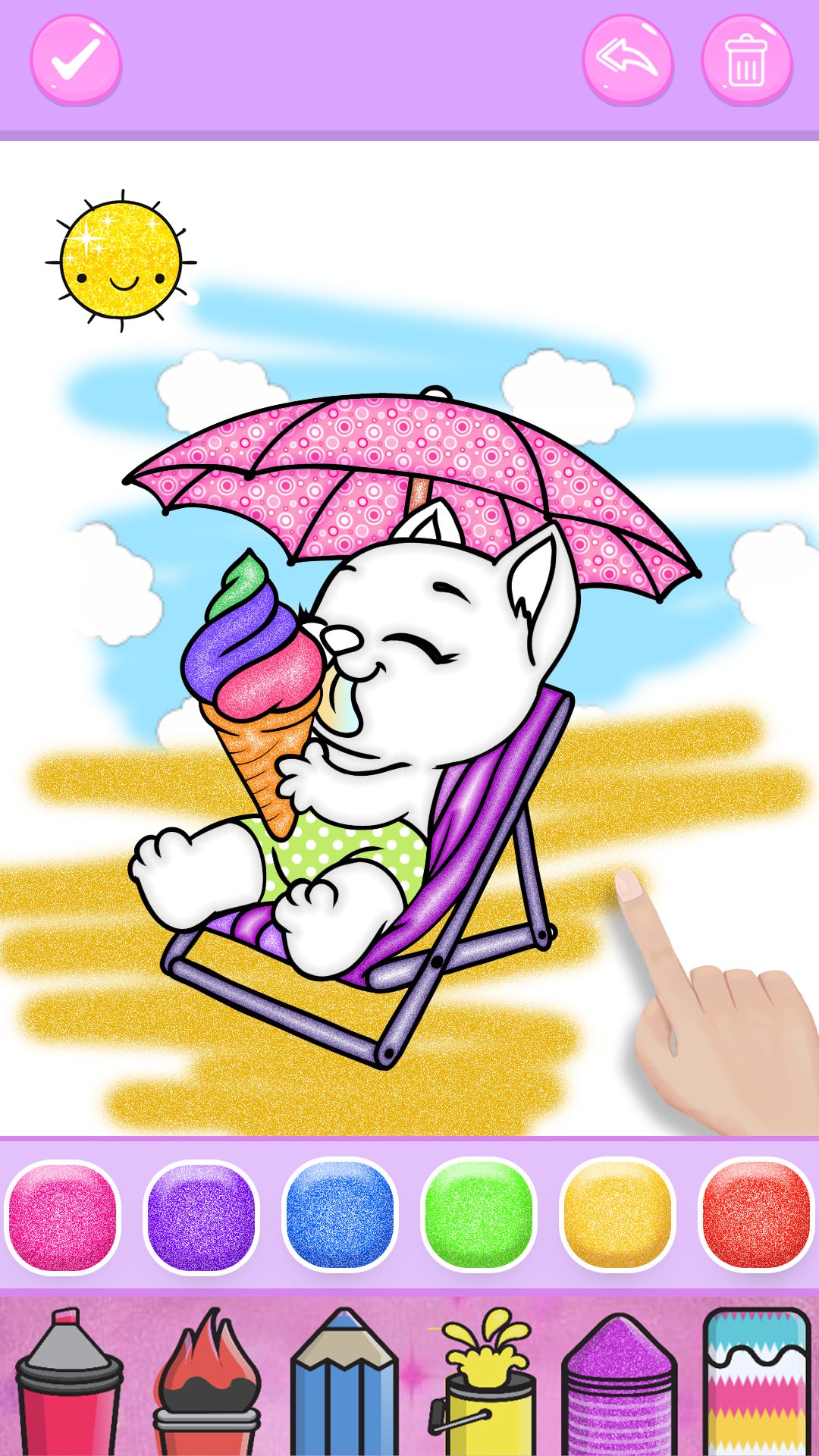 اسکرین شات 1 برنامه Cute Kitty Coloring Glitter