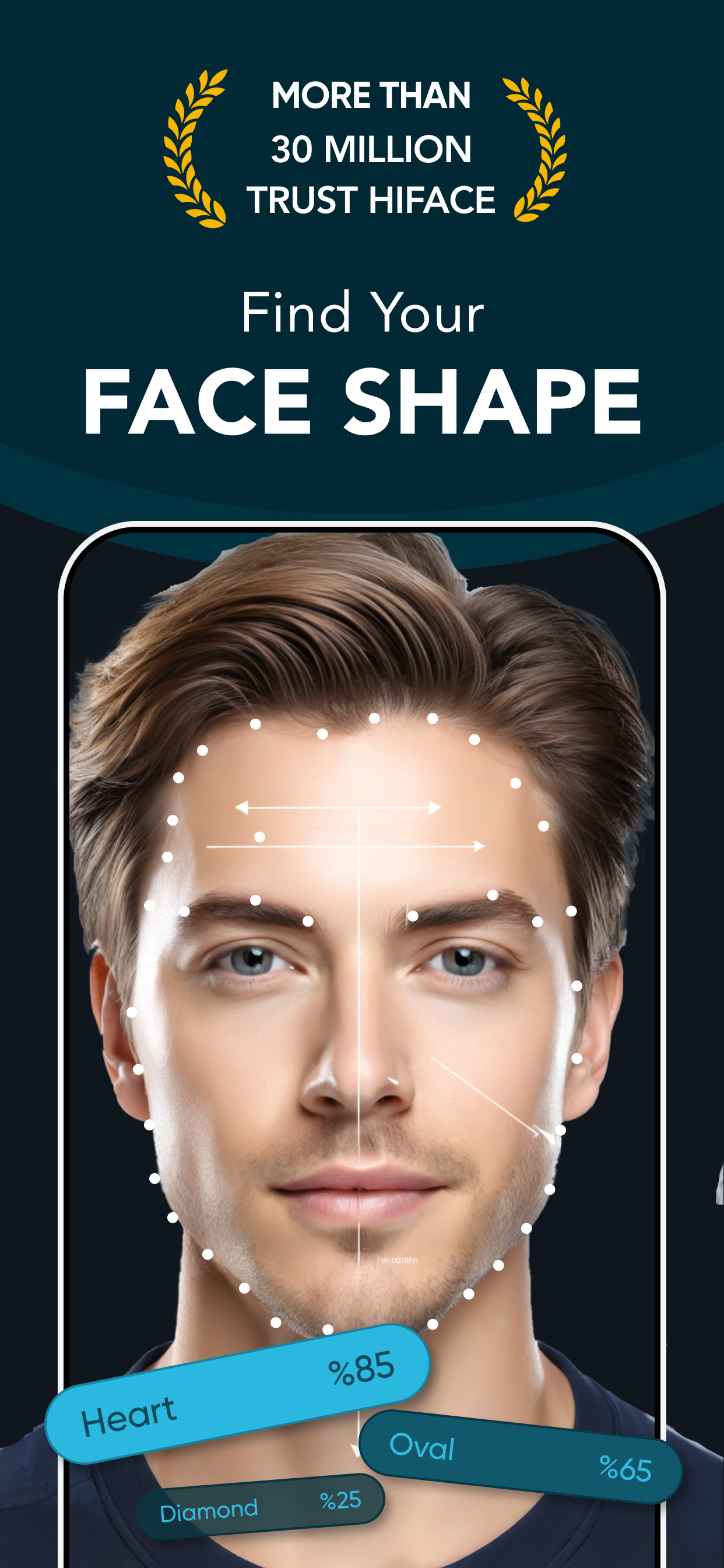 اسکرین شات 1 برنامه Hiface - Face Shape Detector