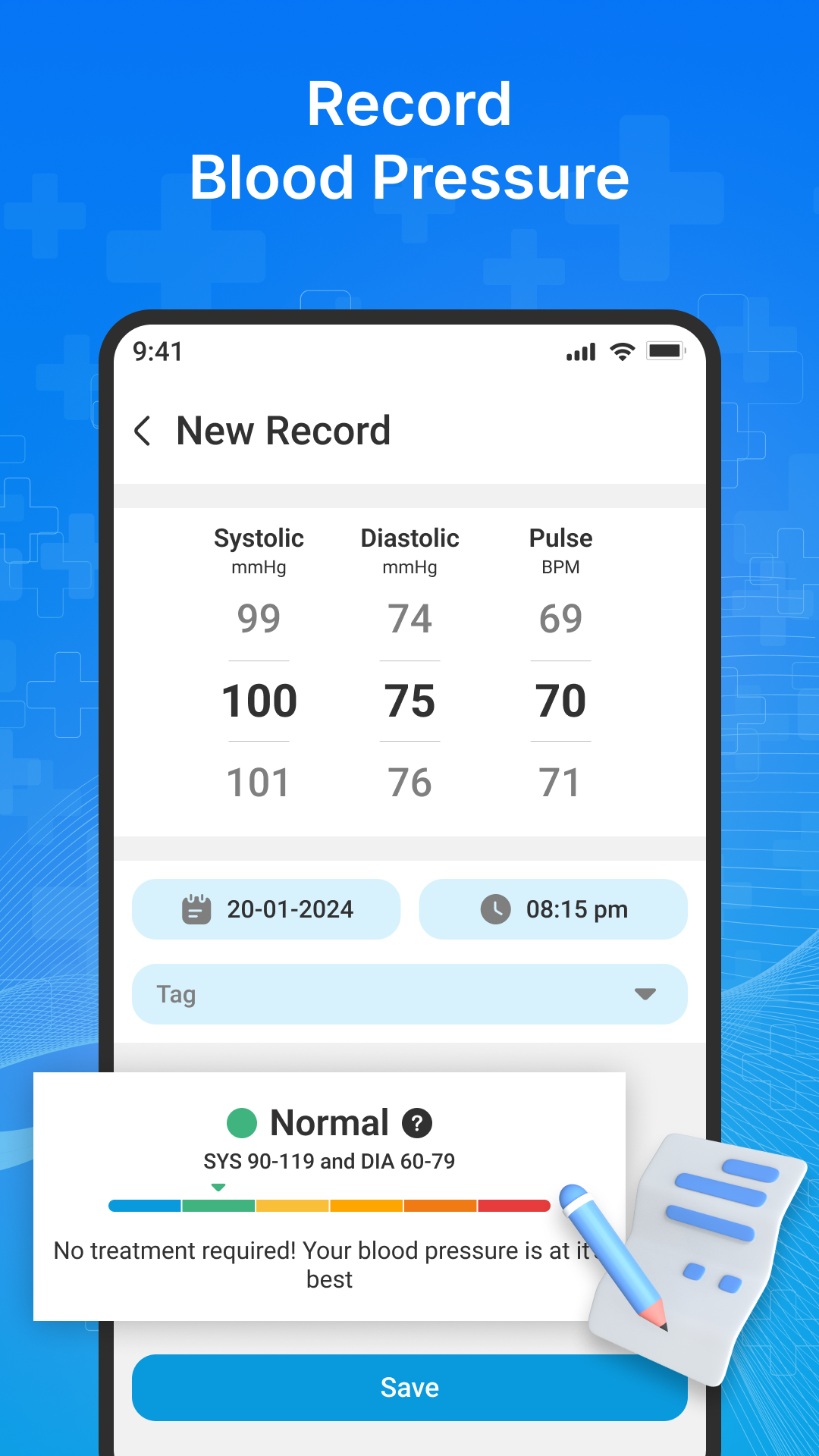 اسکرین شات 1 برنامه Blood pressure - Weight, BMI
