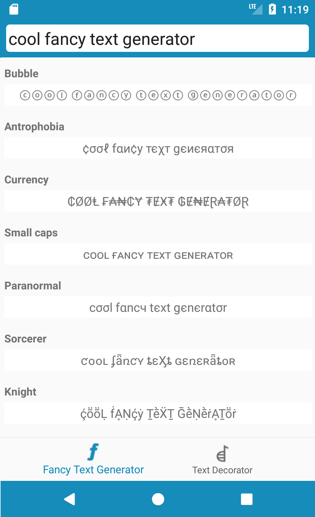 اسکرین شات برنامه Font Generator 1