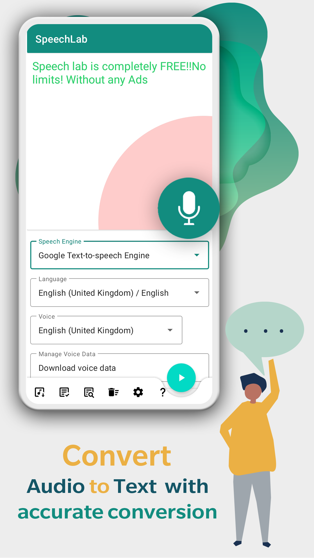 اسکرین شات 2 برنامه SpeechLab - Text To Speech TTS