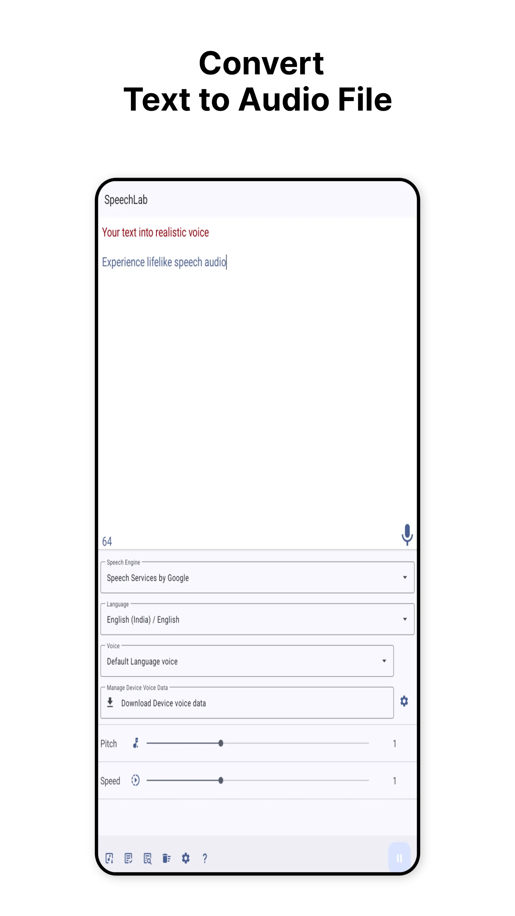 اسکرین شات 1 برنامه SpeechLab - Text To Speech TTS