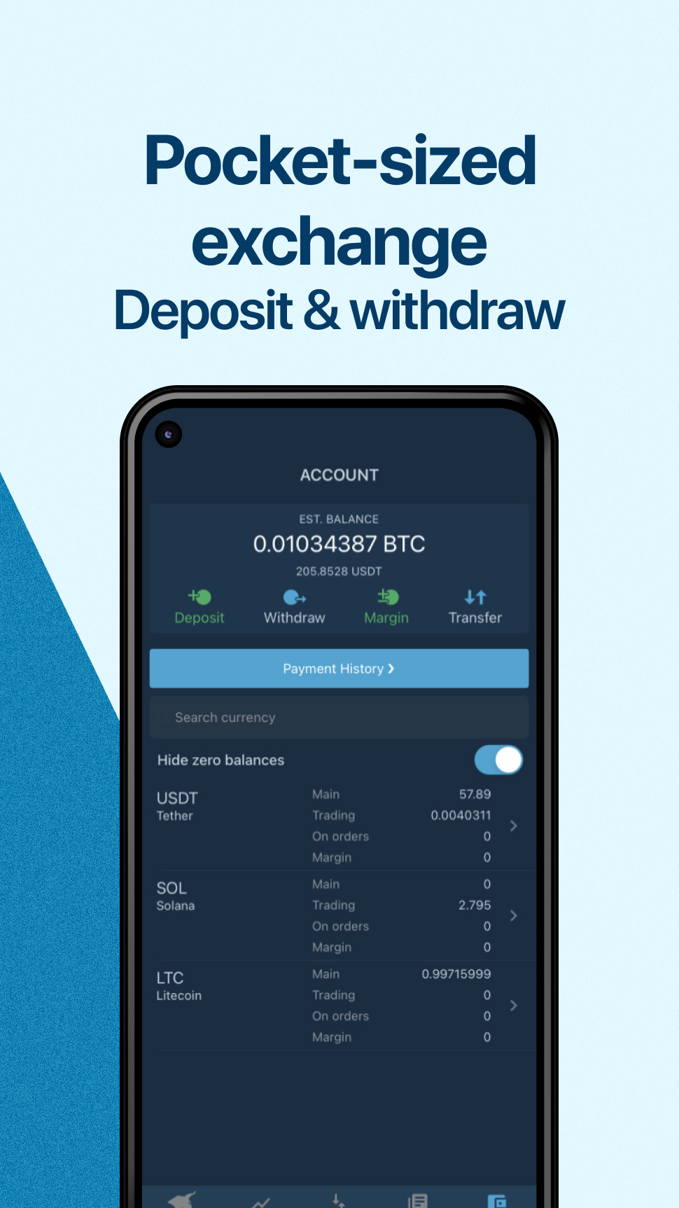 اسکرین شات 5 برنامه HitBTC cryptocurrency exchange