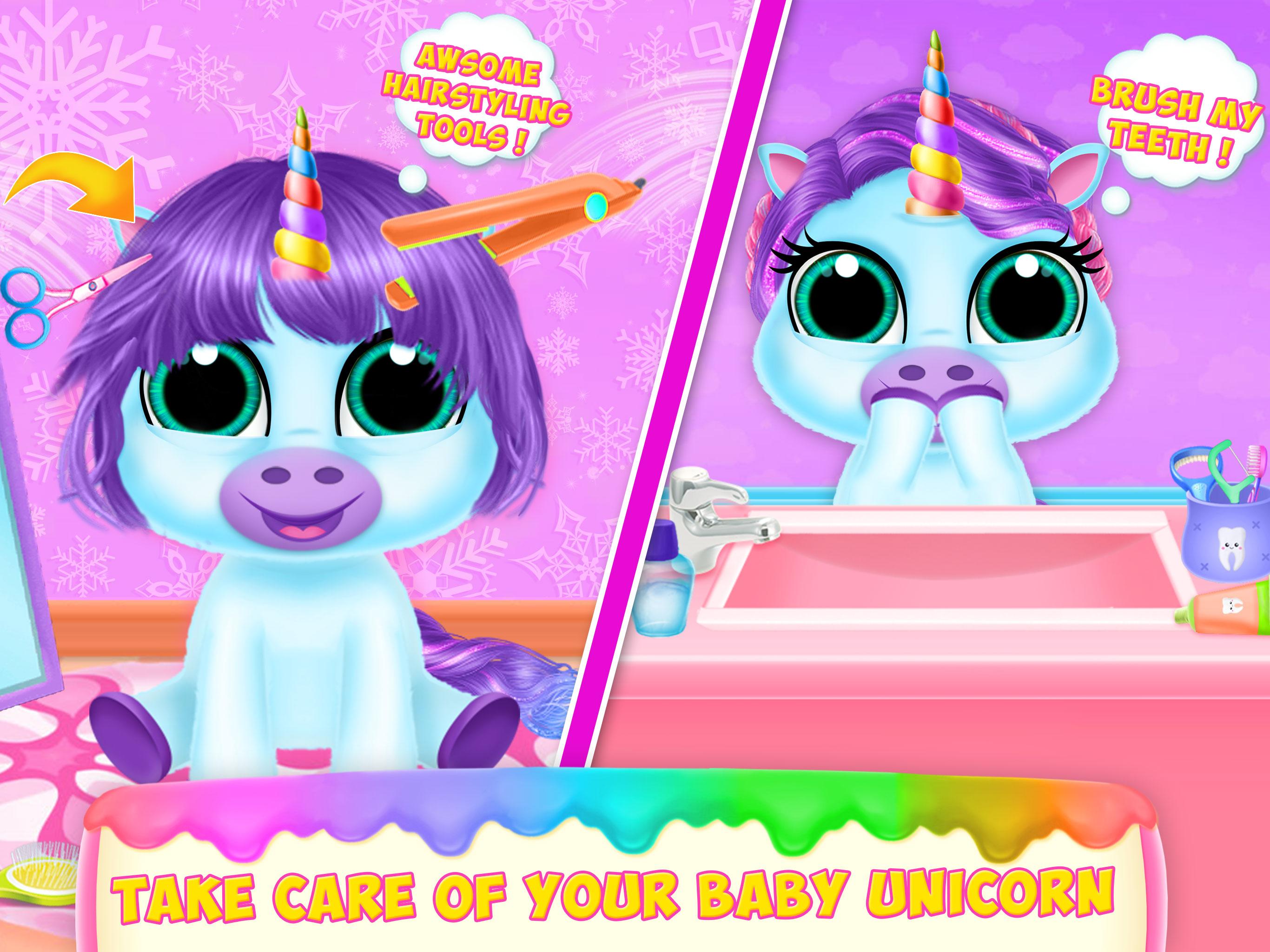 اسکرین شات 5 برنامه Unicorn Baby Pet Care